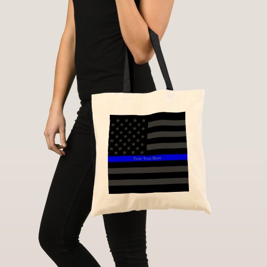 Classy Thin Blue Line - Gepersonaliseerde zwarte A Tote Bag (Voorkant (product))