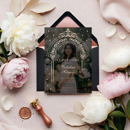 Classy Tiara Celestial Moon Star Foto Quinceañera Folie Uitnodiging