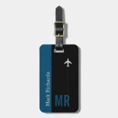 Classy Traveller Blauw Bagagelabel (Voorkant verticaal)