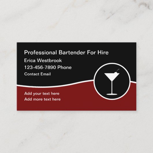 Classy trendy bartender te huur Visitekaartje Nieu (Voorkant)