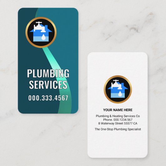 Classy Trendy Blue Water Curve Visitekaartje (Voorkant / Achterkant)