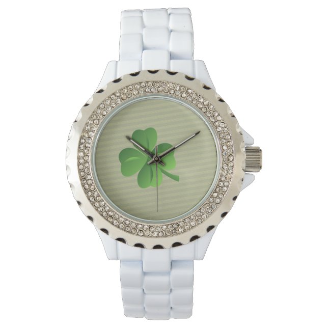 Classy Trendy Irish Lucky Shamrock Horloge (Voorkant)