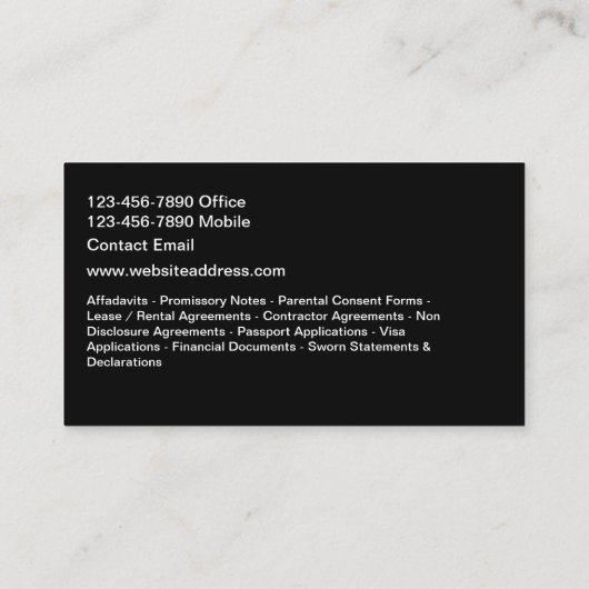 Classy trendy notaris openbaar visitekaartje (Achterkant)