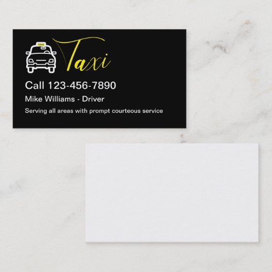 Classy Trendy Taxi Driver Service Visitekaartje (Voorkant / Achterkant)