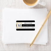 Classy Trendy Zwart Wit Strepen Monogram Bruiloft Etiket (Insitu)