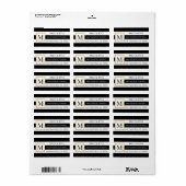 Classy Trendy Zwart Wit Strepen Monogram Bruiloft Etiket (Full Sheet)