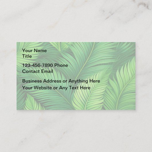 Classy Tropical Floral Palm Leaves Visitekaartjes (Achterkant)