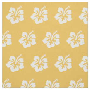Classy Tropical Hibiscus flower Pattern Yellow Stof