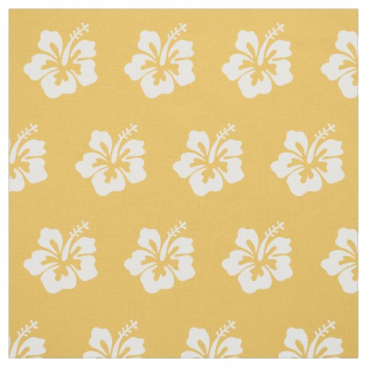 Classy Tropical Hibiscus flower Pattern Yellow Stof (Swatch)