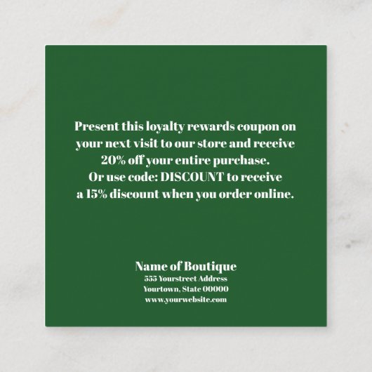 Classy tropical leaves Boutique Discount Coupon (Achterkant)