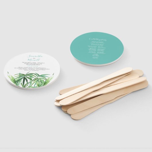 Classy Tropical Leaves Wedding Program Fan Handwaaier (Niet-gemonteerd)