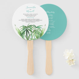 Classy Tropical Leaves Wedding Program Fan Handwaaier