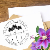 Classy Tropical Palm Trees Great News Wedding Rubberstempel