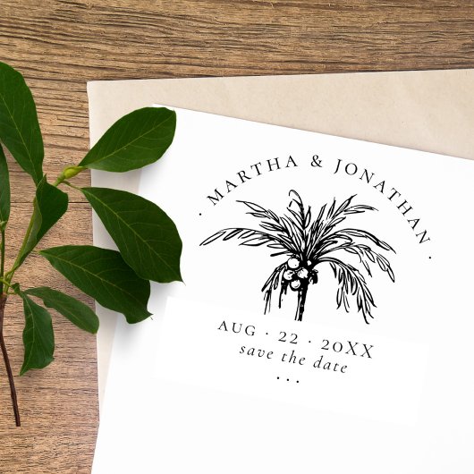  classy tropische palm bespaart de datum van het h rubberstempel