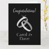 Classy trouwringen zwart-wit wenskaart kaart (Gele Bloem)