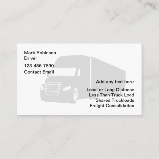 Classy Trucking Shipping Services Visitekaartje (Achterkant)