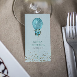 Classy Turquoise Balloon Glitter Event Planner Visitekaartje