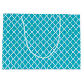 Classy Turquoise Blue Quatrefoil Monogram en naam Groot Cadeauzakje (Achterkant)