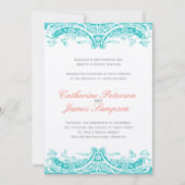Classy Turquoise en Coral Wedding Invitations Kaart (Voorkant)