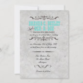 Classy Turquoise Vintage bruiloft uitnodiging (Voorkant)