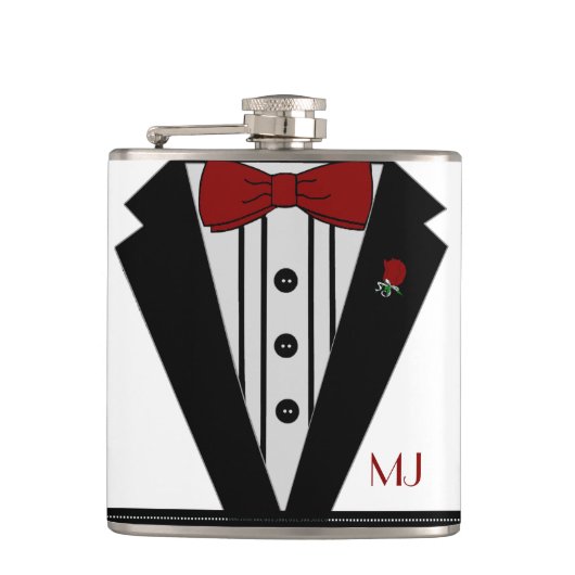 Classy Tuxedo Grooms Wedding Heupfles (Voorkant)
