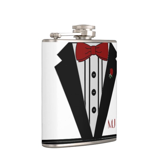 Classy Tuxedo Grooms Wedding Heupfles (Rechts)