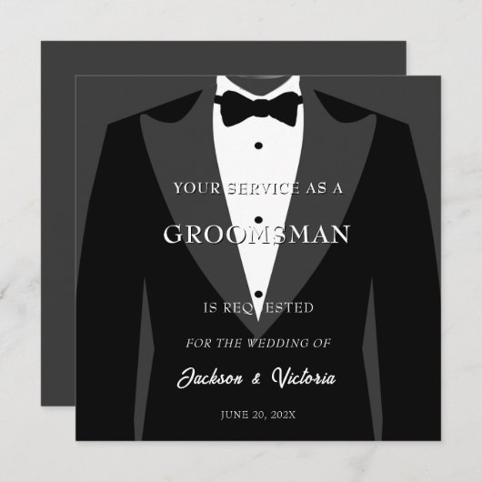 Classy Tuxedo Groomsman Kaart (Voorkant / Achterkant)