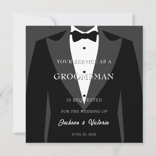 Classy Tuxedo Groomsman Kaart (Voorkant)