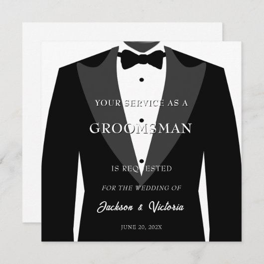 Classy Tuxedo Groomsman Kaart (Voorkant / Achterkant)