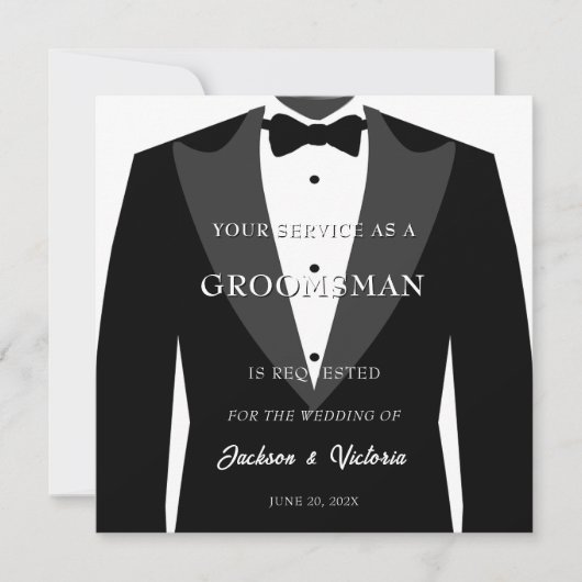 Classy Tuxedo Groomsman Kaart (Voorkant)