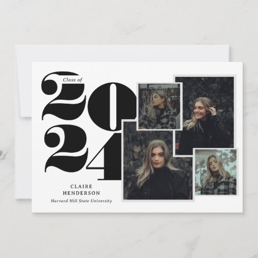 Classy Typografie Script Photo Collage Afstuderen Aankondiging (Voorkant)