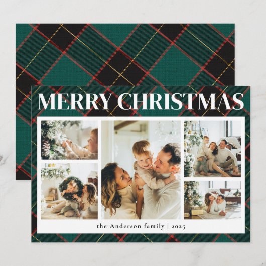 Classy Typography Fotocollage Groene Kerstmis Feestdagenkaart (Voorkant / Achterkant)