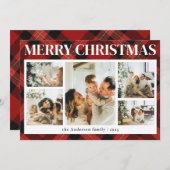 Classy Typography Fotocollage Rode Kerst Feestdagenkaart (Voorkant / Achterkant)
