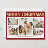Classy Typography Fotocollage Rode Kerst Feestdagenkaart (Voorkant)