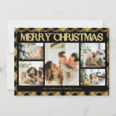 Classy Typography Fotocollage Zwarte Kerstmis Feestdagenkaart (Voorkant)