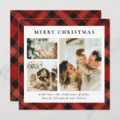 Classy Typography Rode Fotocollage Kerstmis Feestdagenkaart (Voorkant / Achterkant)