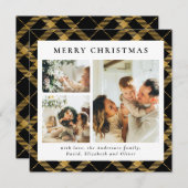 Classy Typography Zwart Goud Plakken Foto Kerstmis Feestdagenkaart (Voorkant / Achterkant)