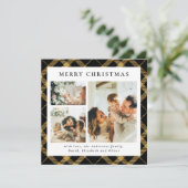 Classy Typography Zwart Goud Plakken Foto Kerstmis Feestdagenkaart (Staand voorkant)
