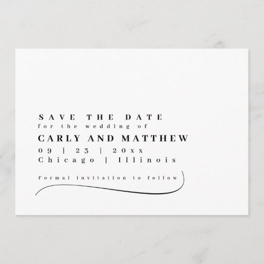 Classy Typography Zwart Wit Bewaar de datum Save The Date (Voorkant)