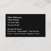 Classy Uber Driver Theme Transportation Visitekaartje (Achterkant)