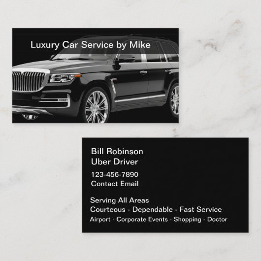 Classy Uber Driver Transportation Business Cards Visitekaartje (Voorkant / Achterkant)