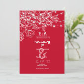 Classy unieke dieprode bruiloft kaart (Staand voorkant)