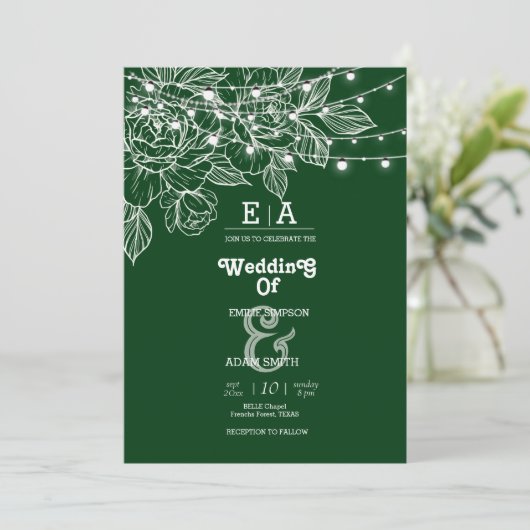 Classy unieke smaragdgroene bruiloft kaart (Staand voorkant)