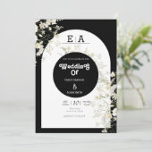Classy unieke zwart-wit bruiloft kaart (Staand voorkant)