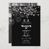 Classy unieke zwart-wit bruiloft kaart (Voorkant / Achterkant)