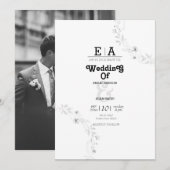 Classy unieke zwart-wit bruiloft kaart (Voorkant / Achterkant)