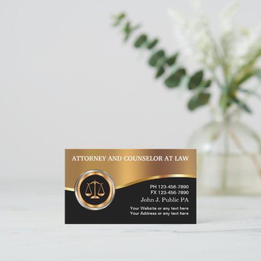Classy Upscale Attorney Business Card Template Visitekaartje (Staand voorkant)