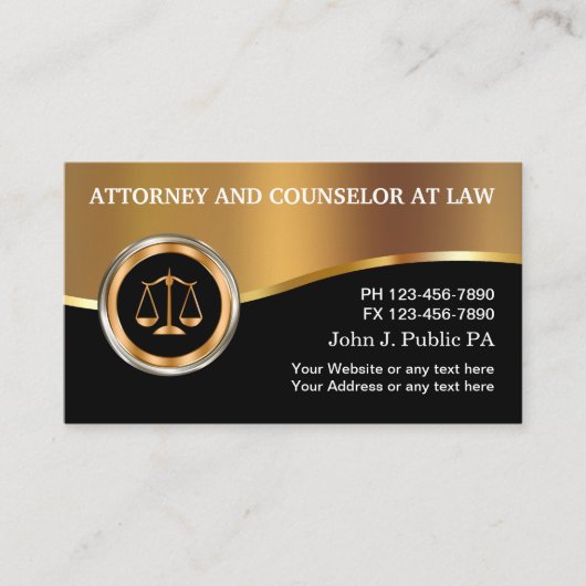Classy Upscale Attorney Business Card Template Visitekaartje (Voorkant)