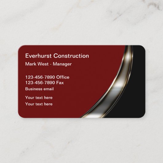 Classy Upscale Construction Service Visitekaartje (Voorkant)