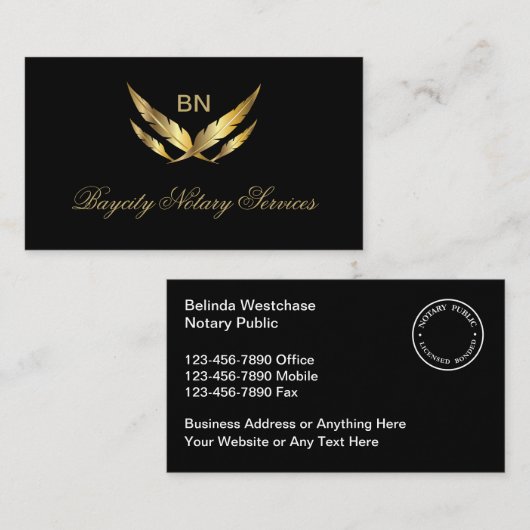 Classy Upscale Notary Services Visitekaartjes (Voorkant / Achterkant)
